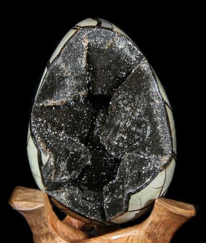 Septarian Dragon Egg Geode - Black Crystals #36717